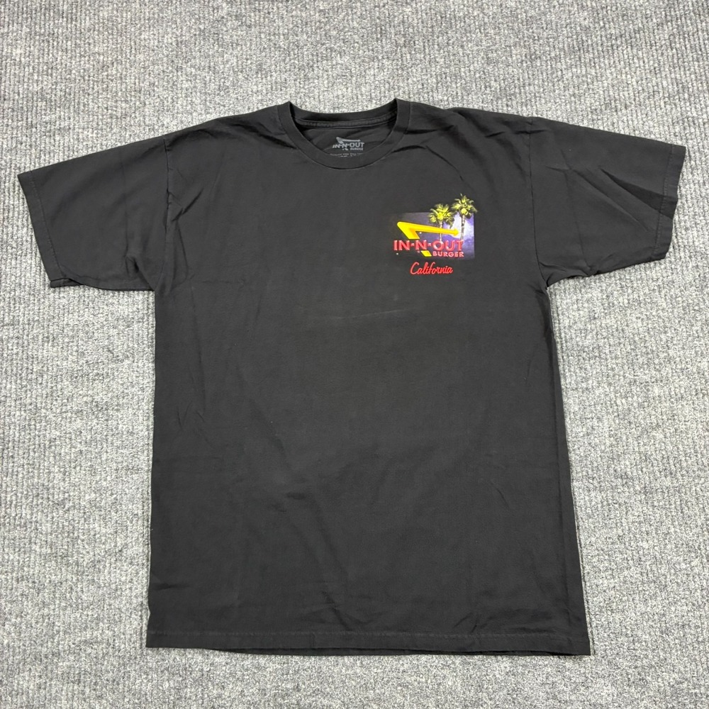 In-N-Out Burger T Shirt Mens L Black Classic Car Palm Trees California Graphic
